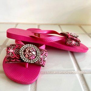 Haviana Sugar Toes with Embellishment, Hot Pink, 7/8